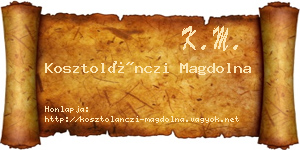 Kosztolánczi Magdolna névjegykártya